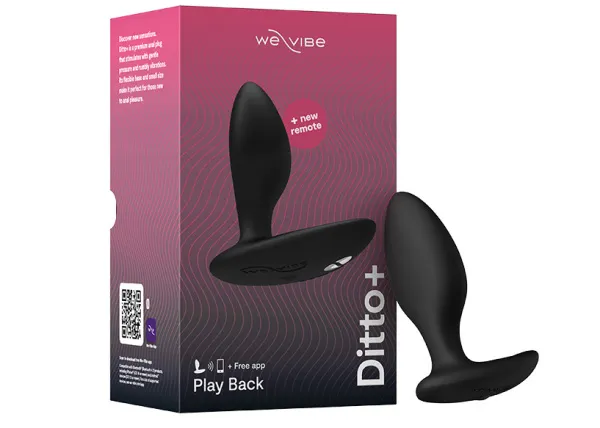Вибровтулка анальная для ношения WE-VIBE  Ditto+ Satin Black черный,силикон,8,8 см.