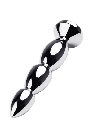 Анальная втулка  TOYFA Metall,  металл, серебрянная с синим кристаллом, 14 см, Ø 2,5 см, 125 г