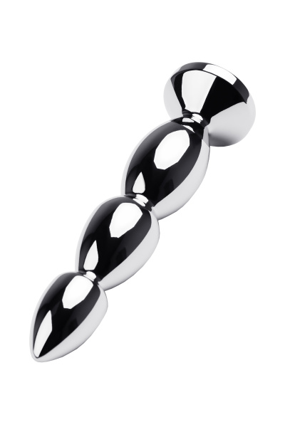 Анальная втулка  TOYFA Metall,  металл, серебрянная с синим кристаллом, 14 см, Ø 2,5 см, 125 г