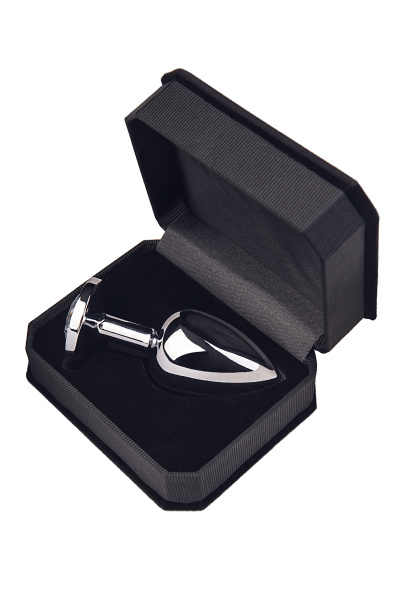 Анальная втулка  TOYFA Metall, металл, серебрянная, с белым  кристаллом, 10 см, Ø 4 см