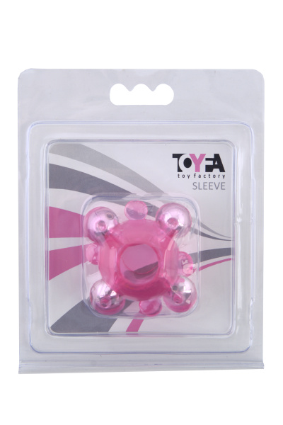 Эрекционное кольцо с бусинами TOYFA, розовое