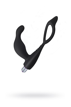 Стимулятор простаты Levett Gaius с дополнительным кольцом на мошонку, черный, 11,5 см