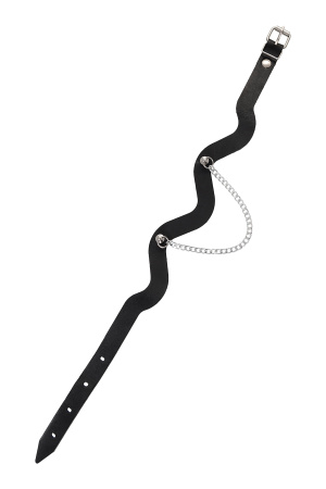 Чокер-волна с цепочкой Pecado BDSM, натуральная кожа, черный