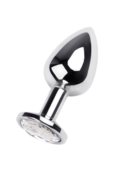 Анальная втулка TOYFA Metall, металл, серебряная с кристаллом цвета алмаз, 9,2 см, Ø 4 см, 425 г