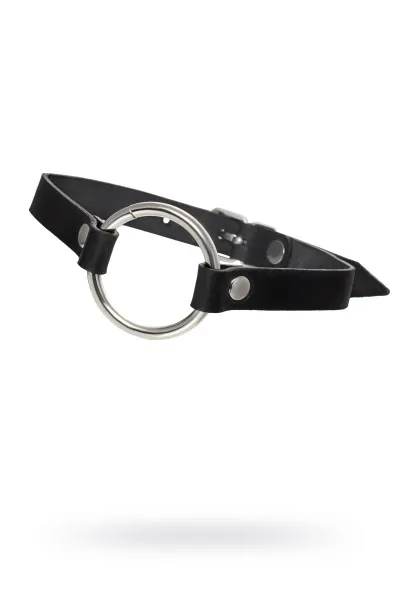 Чокер с круглым кольцом, модель 1 Pecado BDSM, натуральная кожа, черный