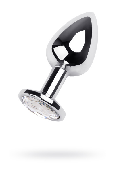 Анальная втулка TOYFA Metall, металл, серебряная с кристаллом цвета алмаз, 9,2 см, Ø 4 см, 425 г